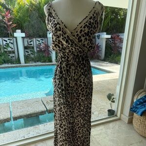 NWT Spell & The Gypsy leopard print jumpsuit wide leg pant XS